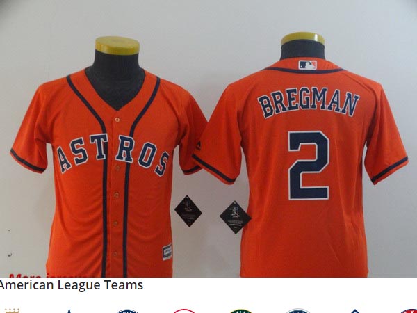 Youth Astros 2 Alex Bregman Orange Youth Cool Base Jersey