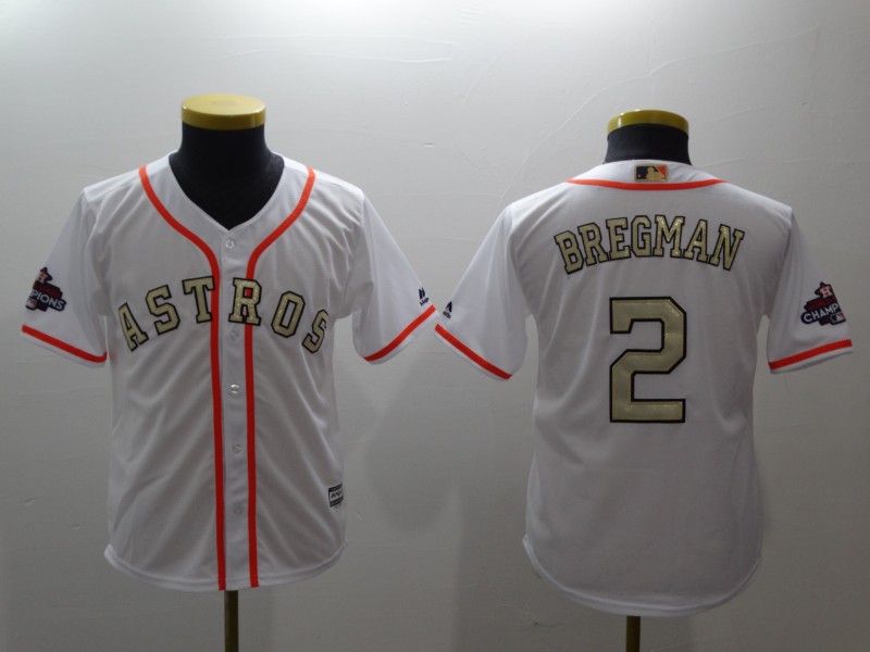 Youth Astros 2 Alex Bregman White Youth 2017 World Series Champions Cool Base Player Jersey