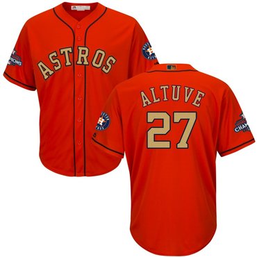 Youth Astros 27 Jose Altuve Orange Youth 2018 Gold Program Cool Base Jersey