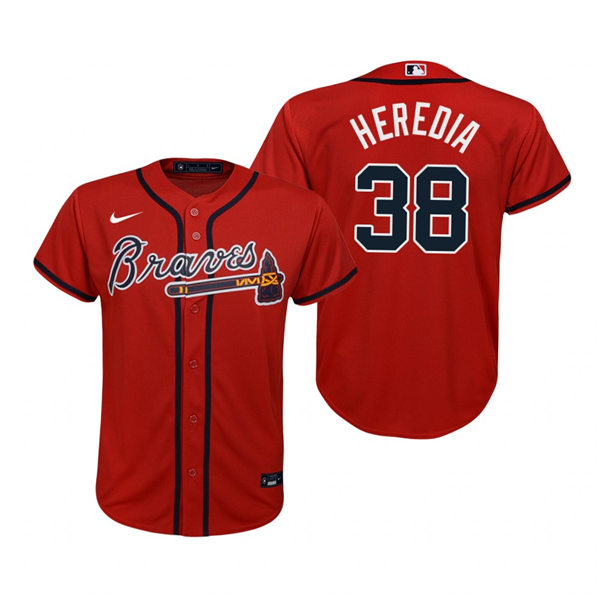 Youth Atlanta Braves #38 Guillermo Heredia Nike Red Alternate Cool Base Jersey