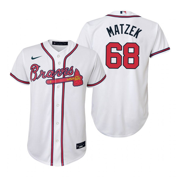 Youth Atlanta Braves #68 Tyler Matzek Nike Home White Cool Base Jersey