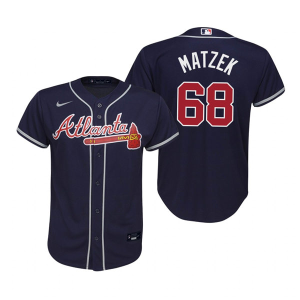Youth Atlanta Braves #68 Tyler Matzek Nike Navy Alternate Cool Base Jersey