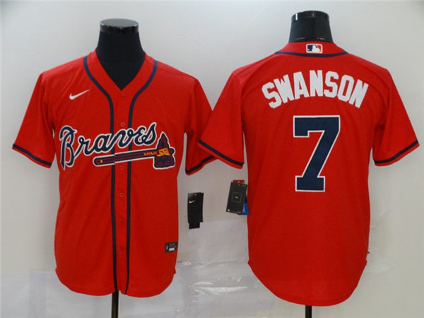 Youth Atlanta Braves #7 Dansby Swanson Nike Red Alternate Cool Base Jersey