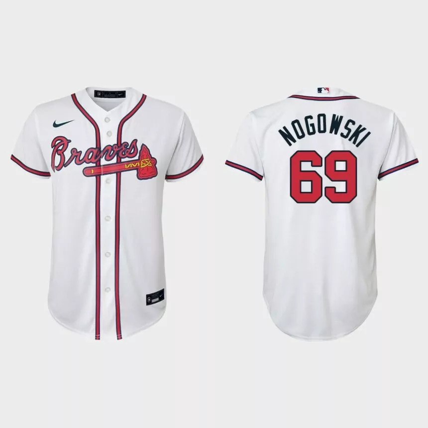 Youth Atlanta Braves John Nogowski White Replica Home Jersey