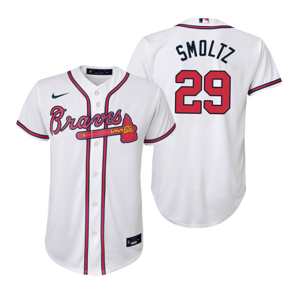 Youth Atlanta Braves Retired Player #29 John Smoltz Nike Home White CoolBase Jersey