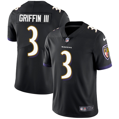Youth Baltimore Ravens #3 Robert Griffin III Vapor Untouchable Limited Black Alternate Jersey