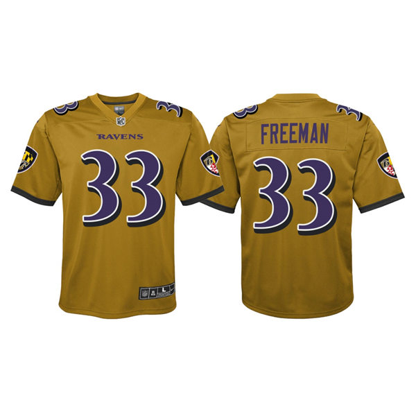 Youth Baltimore Ravens #33 Devonta Freeman Gold Inverted Game Jersey