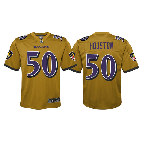 Youth Baltimore Ravens #50 Justin Houston Gold Inverted Game Jersey
