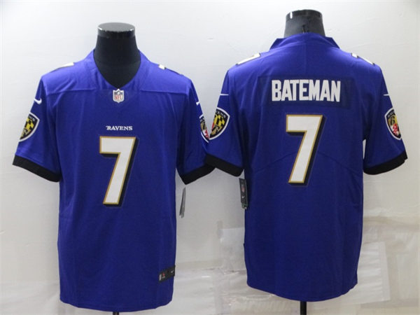 Youth Baltimore Ravens #7 Rashod Bateman Nike Purple Stitched NFL Limited Stitched Jersey