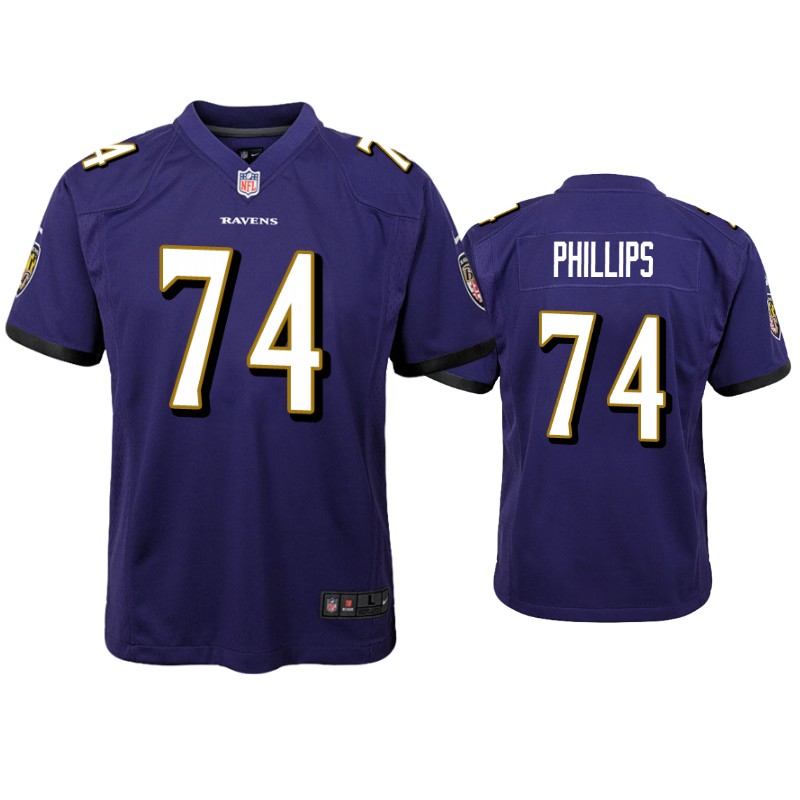 Youth Baltimore Ravens #74 Tyre Phillips Nike Purple Limited Jersey