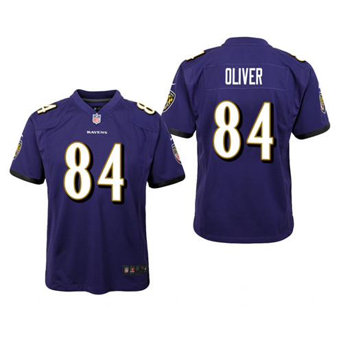 Youth Baltimore Ravens #84 Josh Oliver Nike Purple Limited Jersey