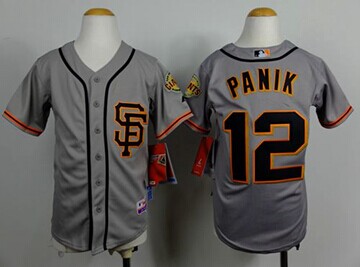 Youth Baseball Giants #12 Joe Panik Grey Road 2 Cool Base Stitched Jersey