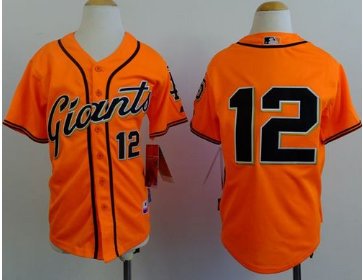 Youth Baseball Giants #12 Joe Panik Orange Alternate Stitched Jersey