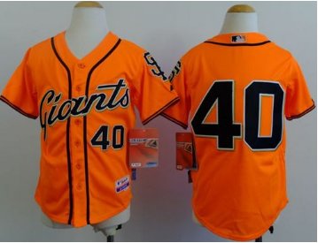 Youth Baseball Giants #40 Madison Bumgarner Orange Alternate Stitched Jersey