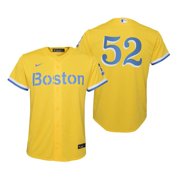 Youth Boston Red Sox #52 Michael Wacha Nike Yellow 2021 City Connect Jersey