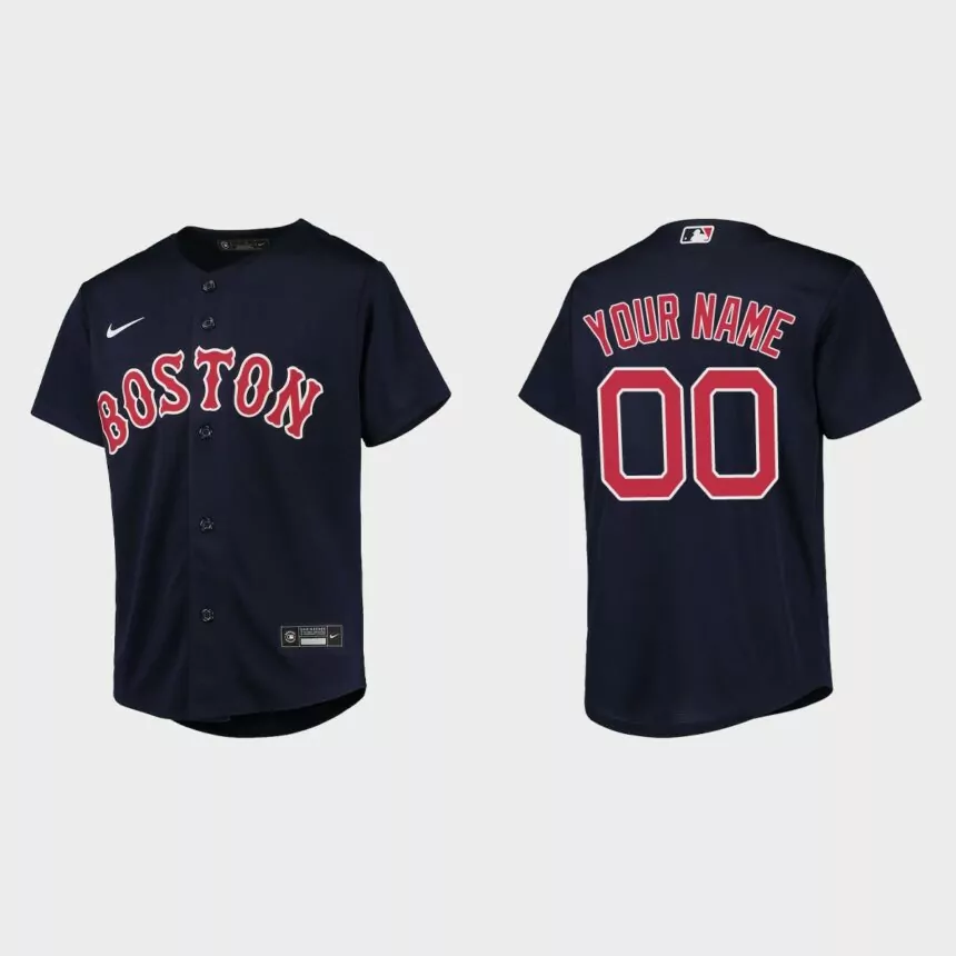 Youth Boston Red Sox Custom Navy Replica Jersey