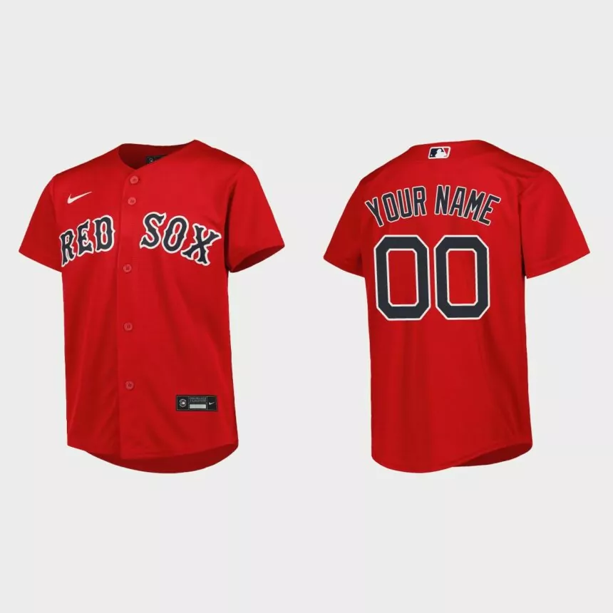 Youth Boston Red Sox Custom Red Replica Alternate Jersey