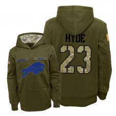 Youth Buffalo Bills #23 Micah Hyde Olive Hoodie 2018 Salute To Service