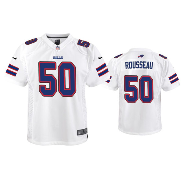 Youth Buffalo Bills #50 Gregory Rousseau Nike White Limited Jersey