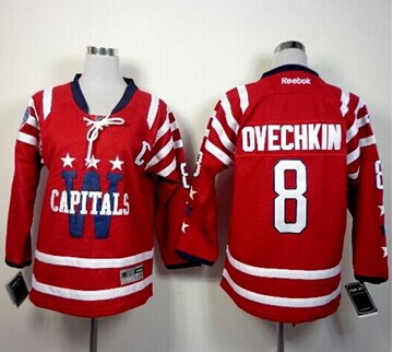 Youth Capitals #8 Alex Ovechkin 2015 Winter Classic Red NHL Jersey