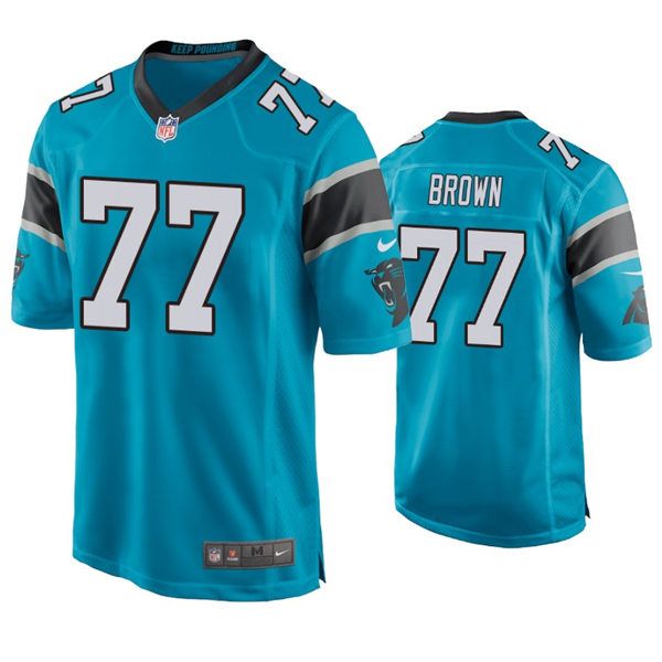 Youth Carolina Panthers #77 Deonte Brown Nike Blue Limited Jersey