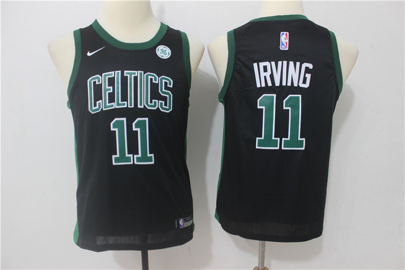 Youth Celtics 11 Kyrie Irving Black Youth Nike Swingman Jersey