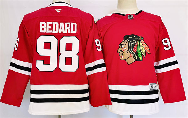 Youth Chicago Blackhawks #98 Connor Bedard FFanatics Home Red Jersey 