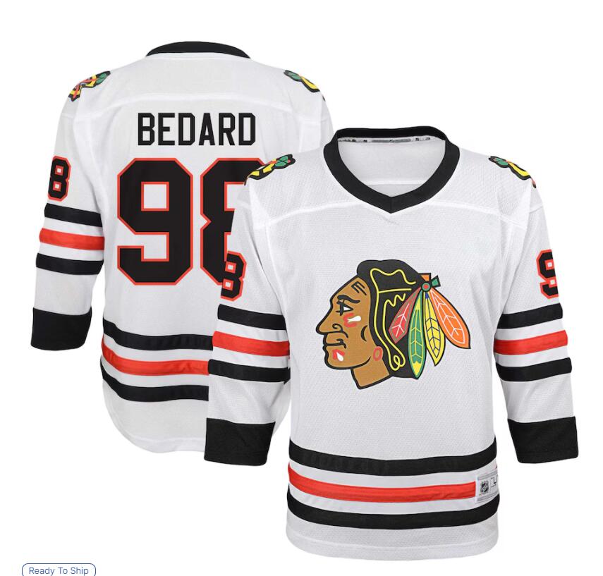 Youth Chicago Blackhawks #98 Connor Bedard Fanatics Away White Jersey 