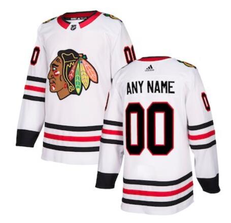 Youth Chicago Blackhawks Custom Stitched Adidas Away White Jersey Stitched