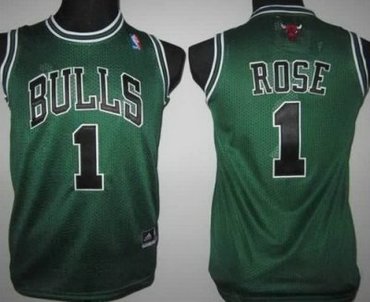 Youth Chicago Bulls 1 Derrick Rose Green NBA Jerseys