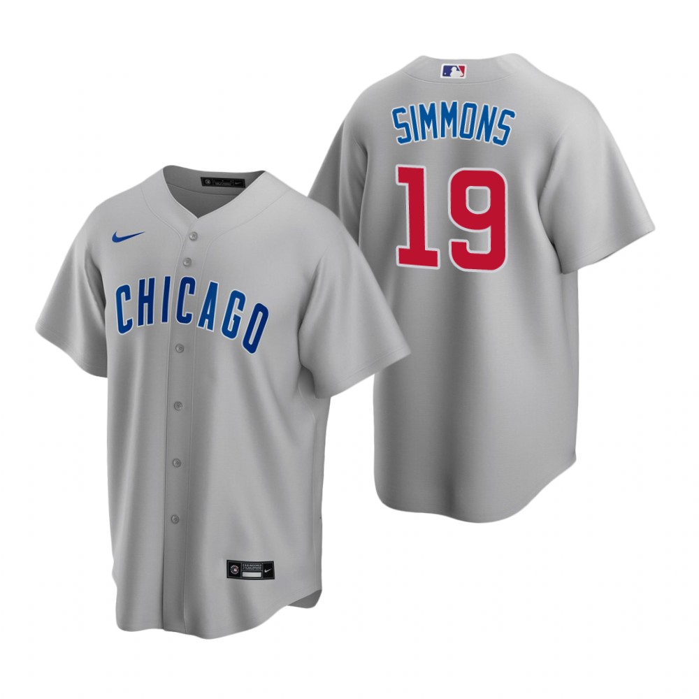 Youth Chicago Cubs #19 Andrelton Simmons Nike Gray Road CoolBase Jersey