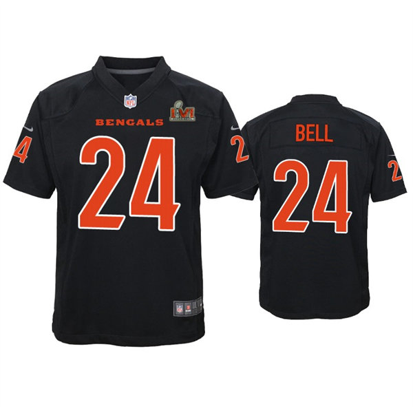 Youth Cincinnati Bengals #24 Vonn Bell Nike Black Super Bowl LVI Bound Game Fashion Jersey
