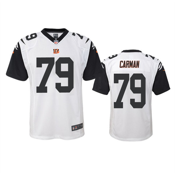 Youth Cincinnati Bengals #79 Jackson Carman White Color Rush Game Jersey