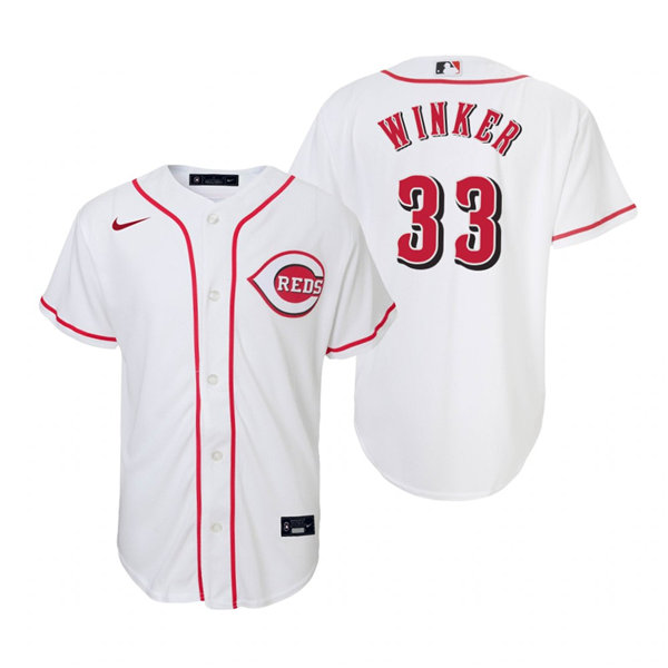 Youth Cincinnati Reds #33 Jesse Winker Nike White Home Jersey