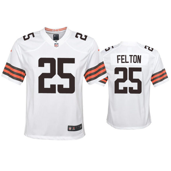 Youth Cleveland Browns #25 Demetric Felton Nike White Away Vapor Limited Jersey