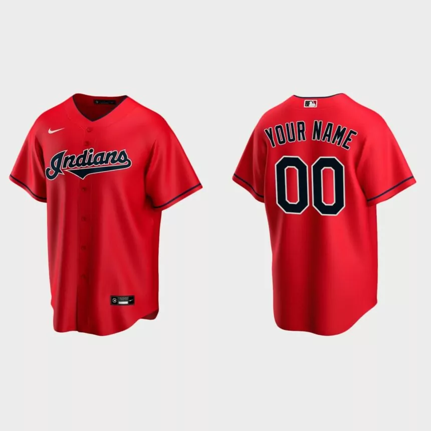 Youth Cleveland Indians #00 Custom Red Replica Alternate Jersey