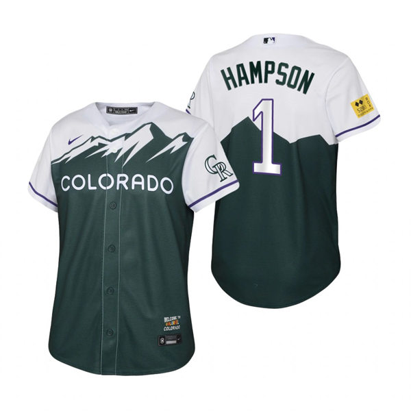 Youth Colorado Rockies #1 Garrett Hampson Nike Green 2022 City Connect Jersey
