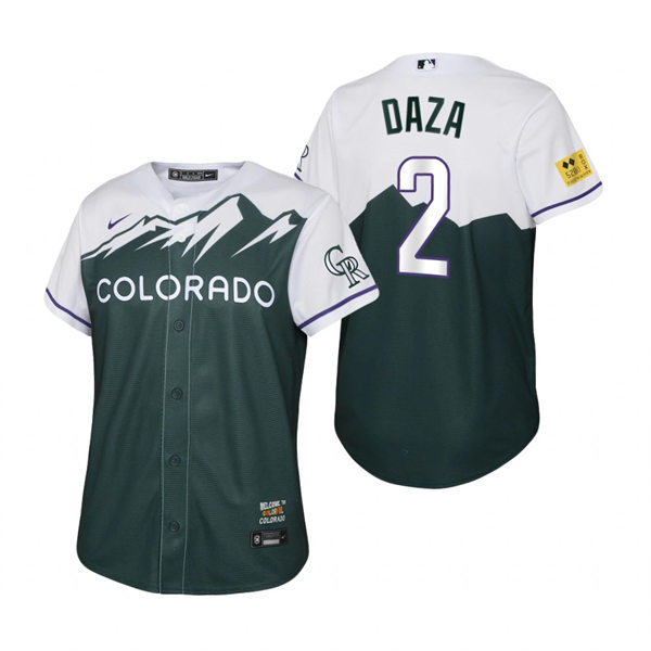 Youth Colorado Rockies #2 Yonathan Daza Nike Green 2022 City Connect Jersey