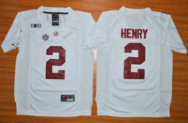 Youth Crimson Tide #2 Derrick Henry White 2016 National Championship Stitched NCAA Jersey