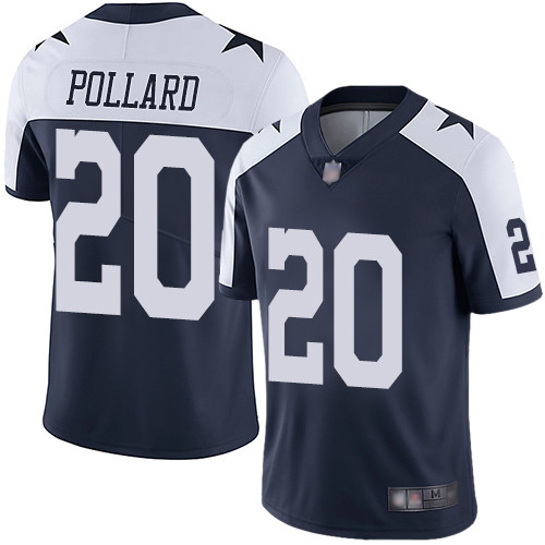Youth Dallas Cowboys #20 Tony Pollard Vapor Untouchable Limited Navy Blue Throwback Jersey