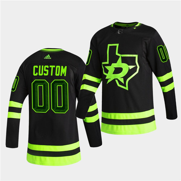 Youth Dallas Stars Custom adidas 2020-21 Third Blackout Jersey Stitched
