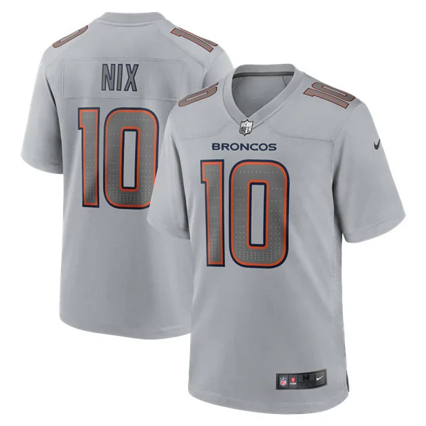 Youth Denver Broncos #10 Bo Nix Gray Atmosphere Fashion Game Jersey 