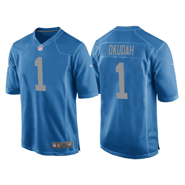 Youth Detroit Lions #1 Jeff Okudah Nike Blue Alternate Retro Jersey