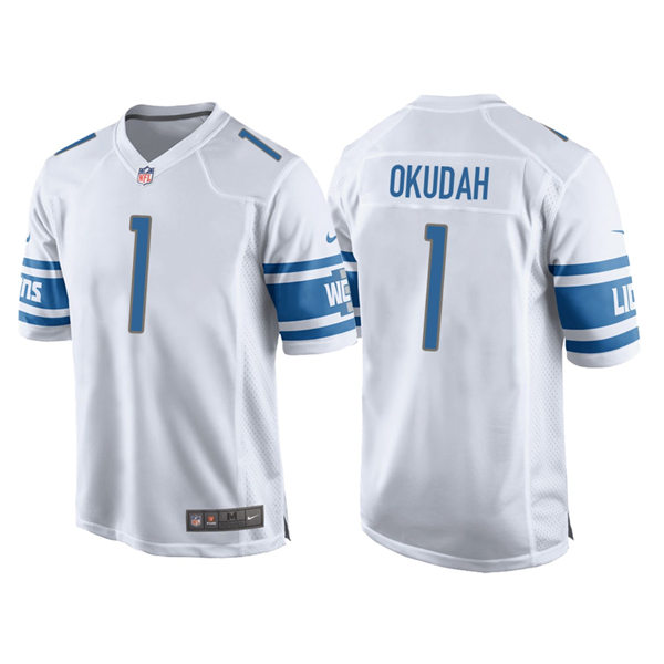 Youth Detroit Lions #1 Jeff Okudah Nike White Limited Jersey