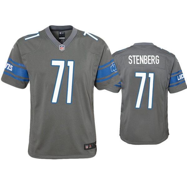 Youth Detroit Lions #71 Logan Stenberg Nike Silver Color Rush Jersey
