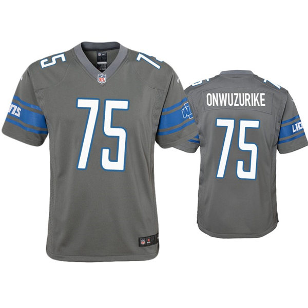 Youth Detroit Lions #75 Levi Onwuzurike Nike Silver Color Rush Jersey