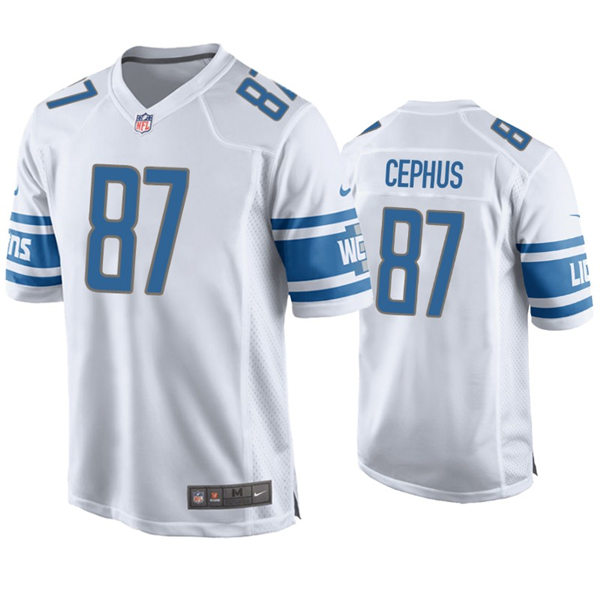 Youth Detroit Lions #87 Quintez Cephus Nike White Limited Jersey