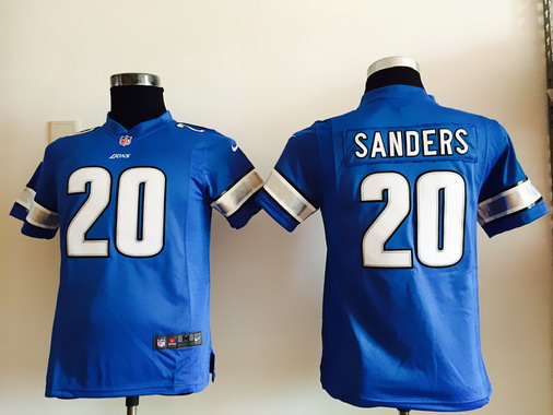 Youth Detroit Lions Retired Player #20 Barry Sanders Previous Style Light Blue NFL Nike Game Stitched Jersey