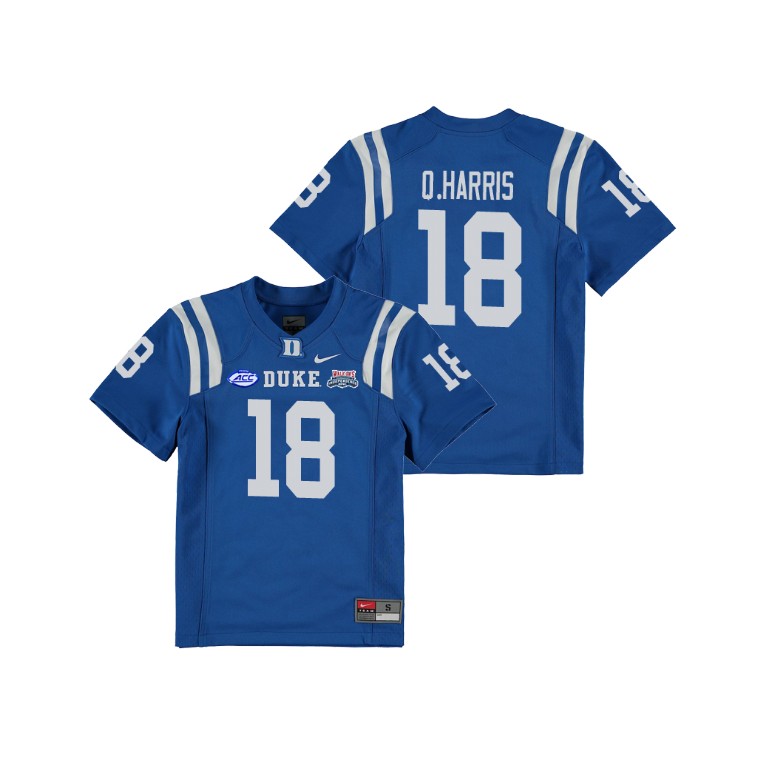 Youth Duke Blue Devils Royal 2018 Independence Bowl Quentin Harris College Football Jersey