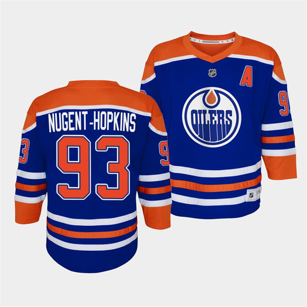 Youth Edmonton Oilers #93 Ryan Nugent-Hopkins adidas Royal Alternate Jersey 